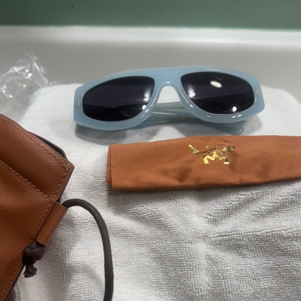 MCM Light Blue Sunglasses with Black Lenses